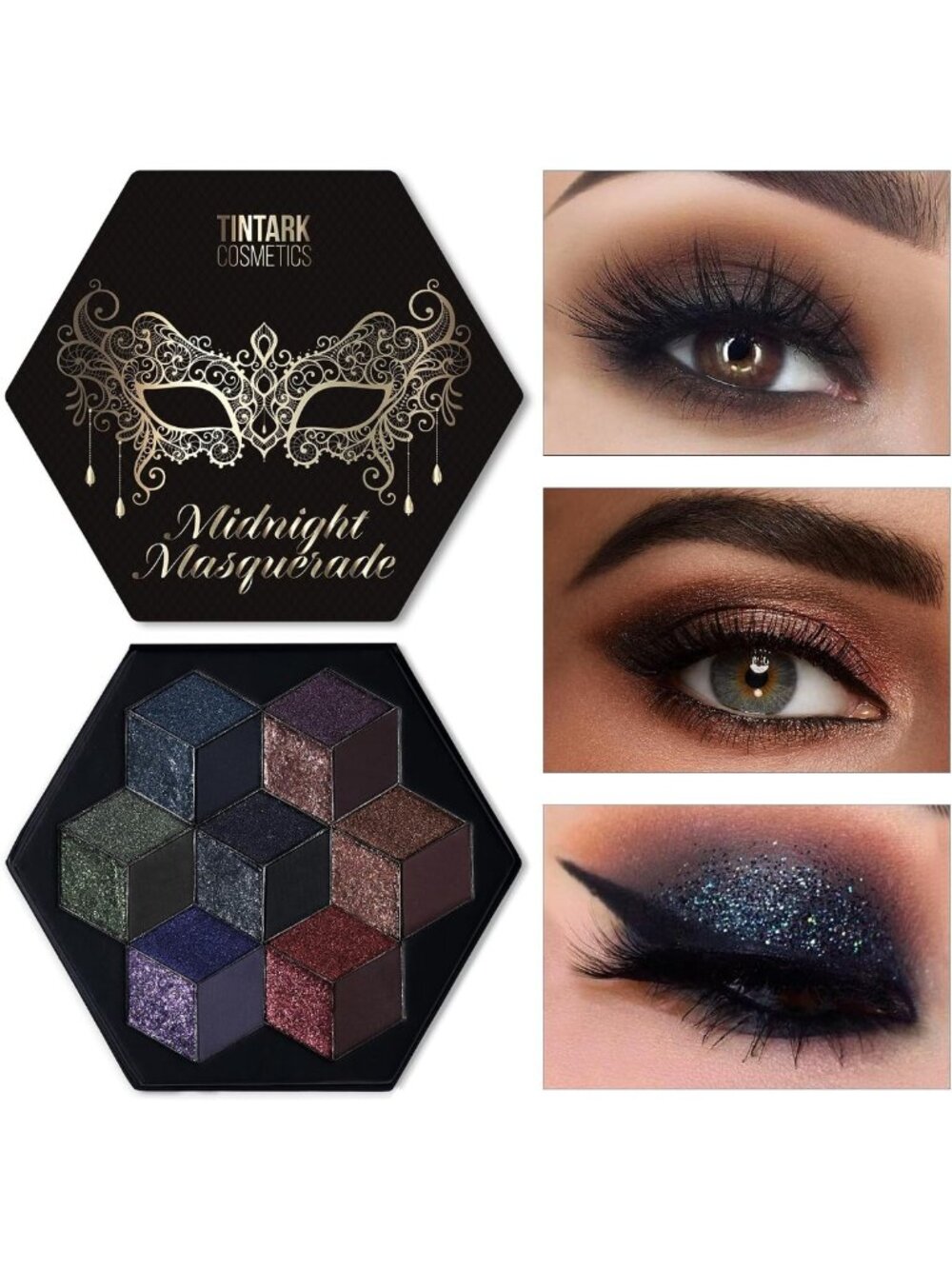 Midnight Masquerade Black Smokey Eyeshadow Palette - Bold, Vibrant Shades